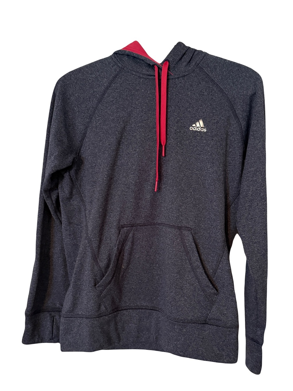 adidas Dark Gray Pullover Hoodie with Pink Lining